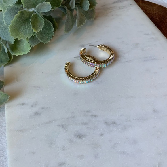 The Dae - Iridescent Stone Gold Hoops - Picture 4 of 7